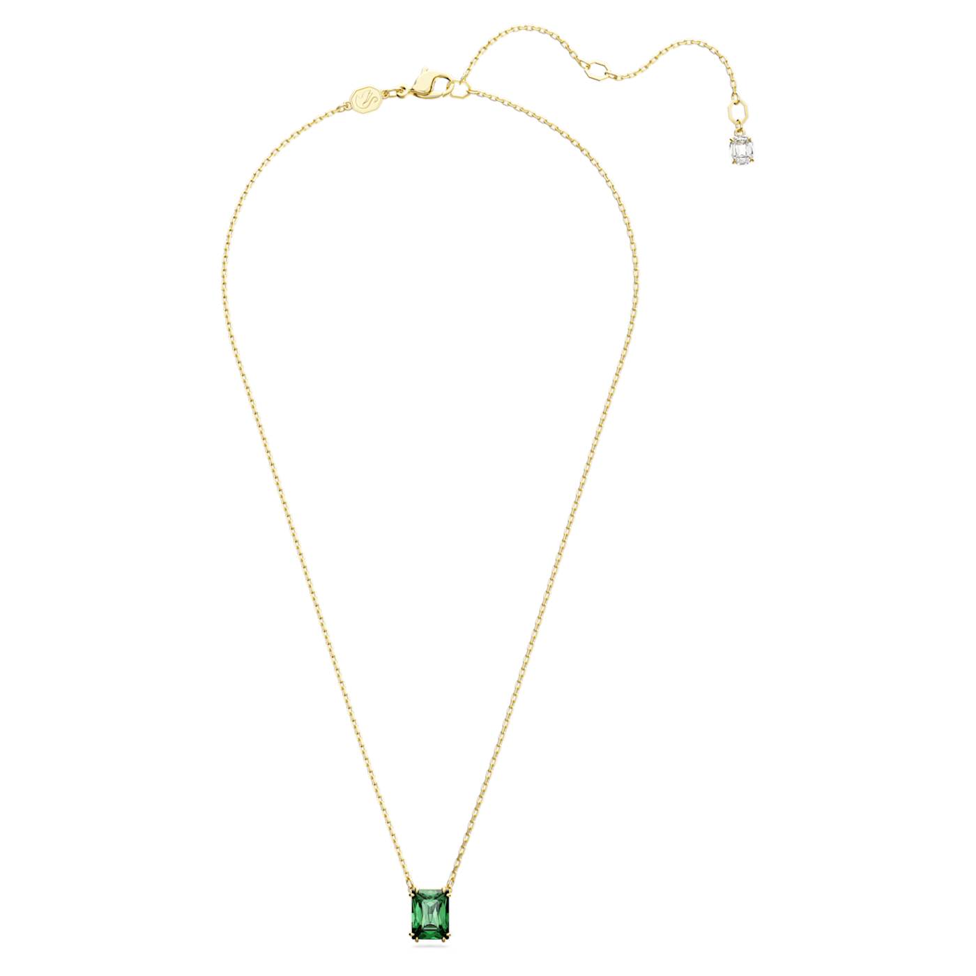 Colgante Stilla, Talla rectangular, Verde, Baño tono oro