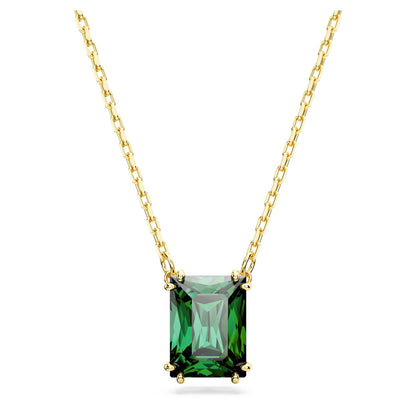 Colgante Stilla, Talla rectangular, Verde, Baño tono oro
