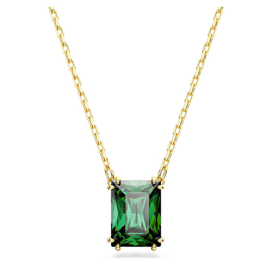Colgante Stilla, Talla rectangular, Verde, Baño tono oro