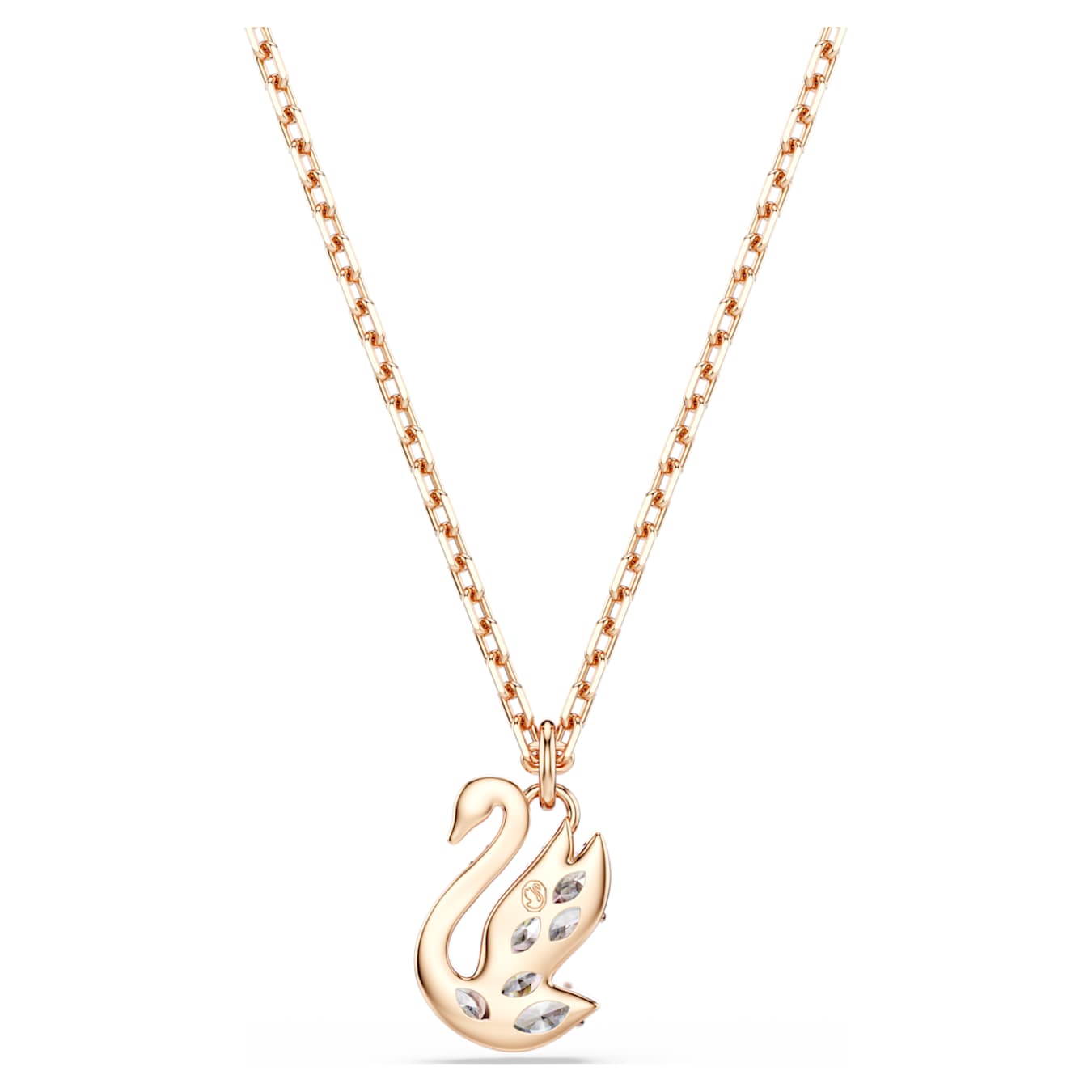 Colgante Swan Tallas mixtas, Cisne, Blanco, Baño tono oro rosa