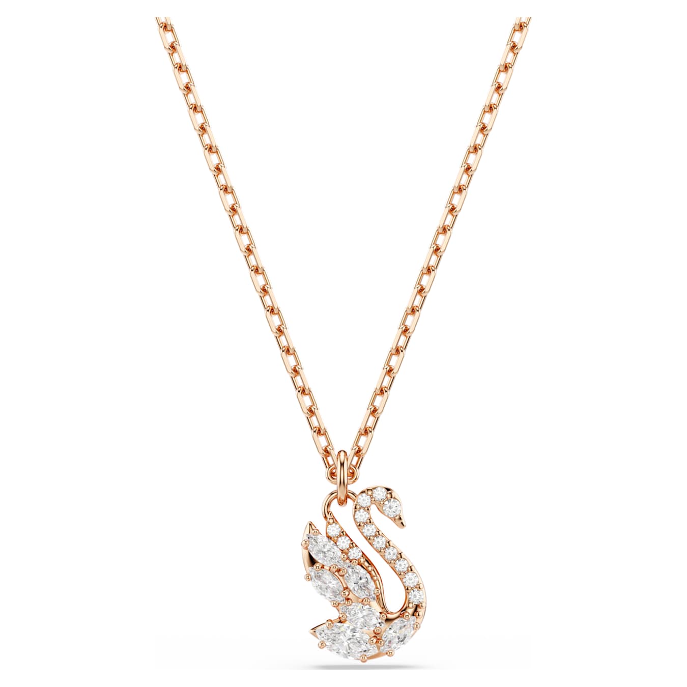 Colgante Swan Tallas mixtas, Cisne, Blanco, Baño tono oro rosa