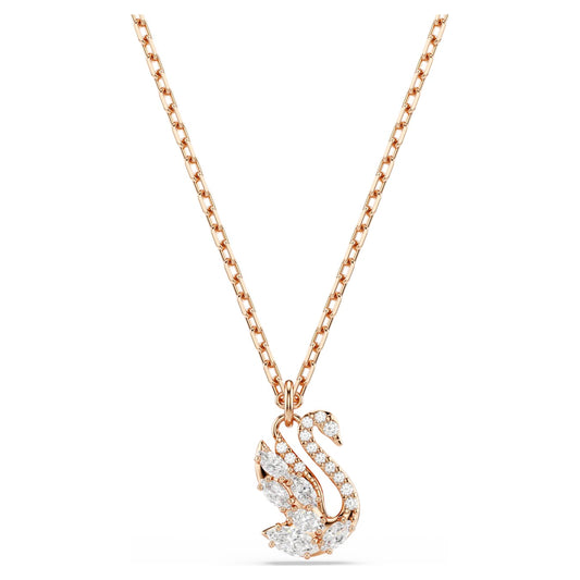 Colgante Swan Tallas mixtas, Cisne, Blanco, Baño tono oro rosa