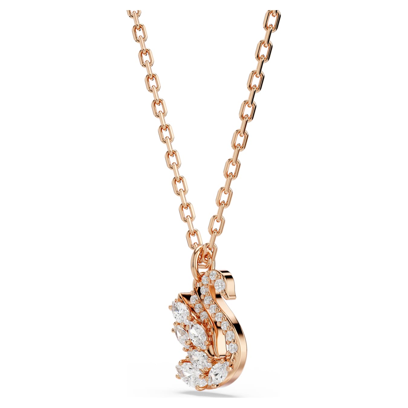 Colgante Swan Tallas mixtas, Cisne, Blanco, Baño tono oro rosa