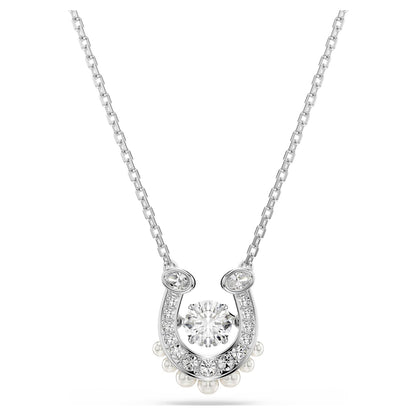 Colgante Symbolica Crystal Pearl, Talla redonda, Pavé, Herradura, Blanco, Baño de rodio