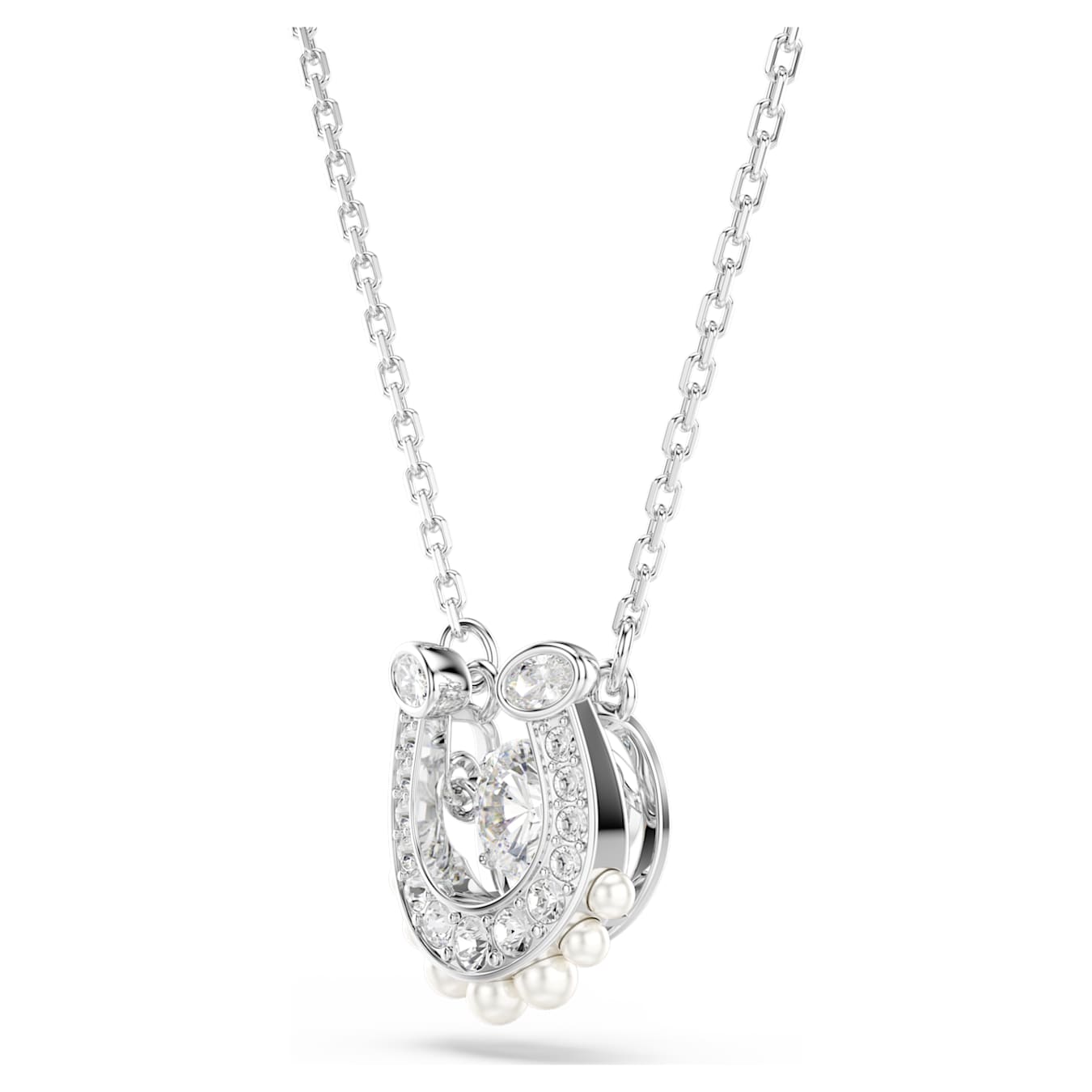 Colgante Symbolica Crystal Pearl, Talla redonda, Pavé, Herradura, Blanco, Baño de rodio