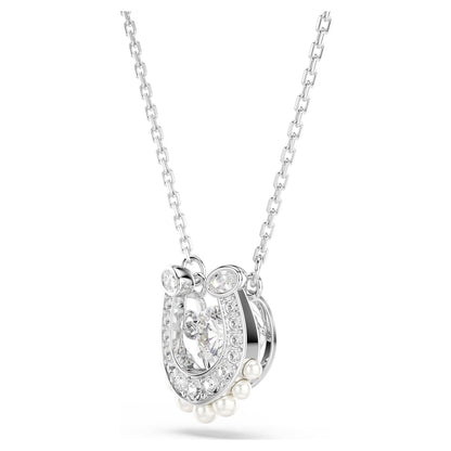 Colgante Symbolica Crystal Pearl, Talla redonda, Pavé, Herradura, Blanco, Baño de rodio