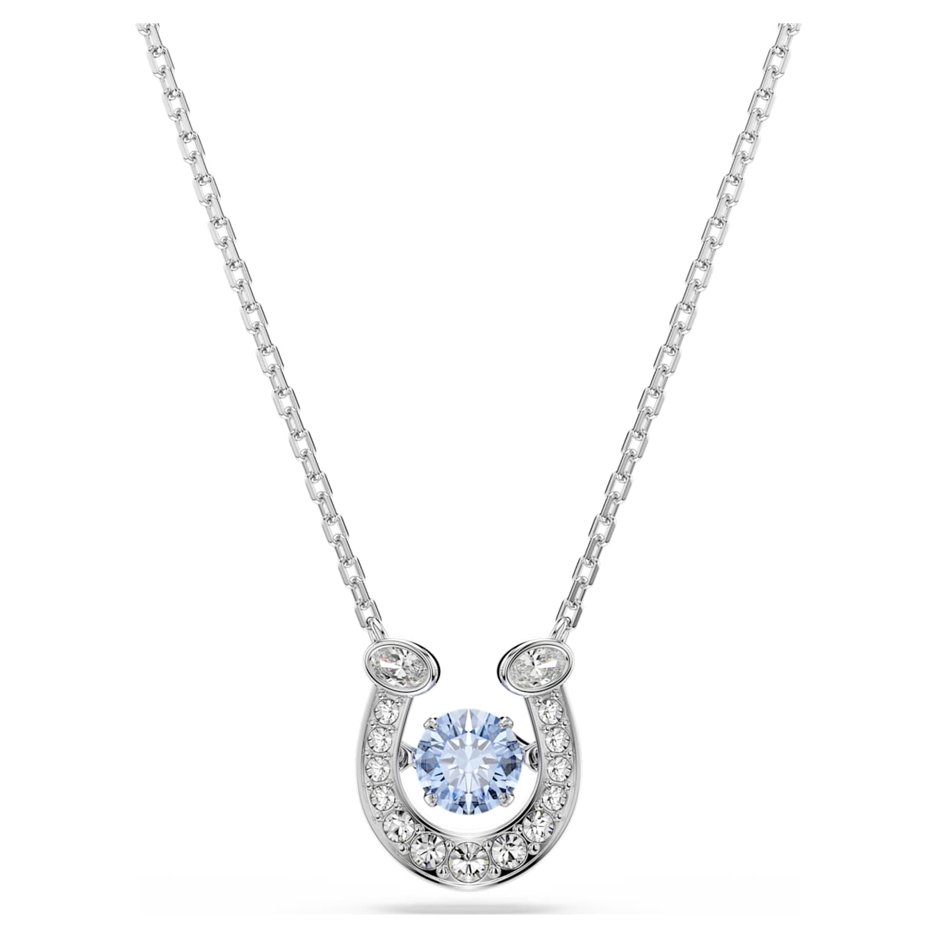 Colgante Symbolica Talla redonda, Pavé, Herradura, Azul, Baño de rodio