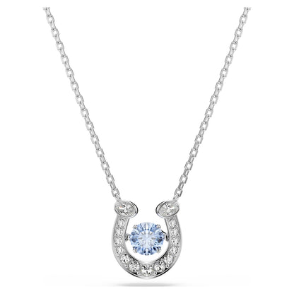 Colgante Symbolica Talla redonda, Pavé, Herradura, Azul, Baño de rodio