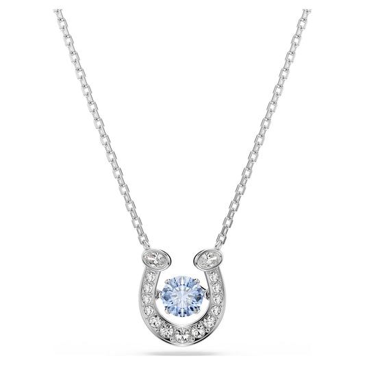 Colgante Symbolica Talla redonda, Pavé, Herradura, Azul, Baño de rodio