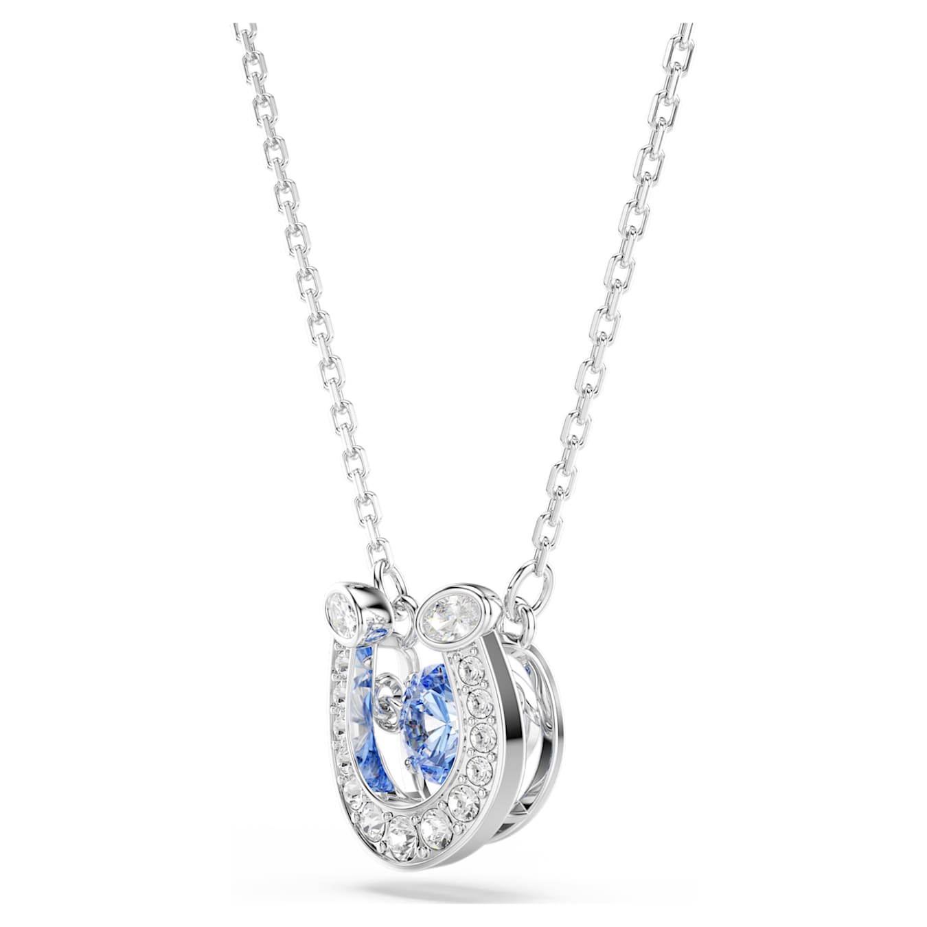 Colgante Symbolica Talla redonda, Pavé, Herradura, Azul, Baño de rodio