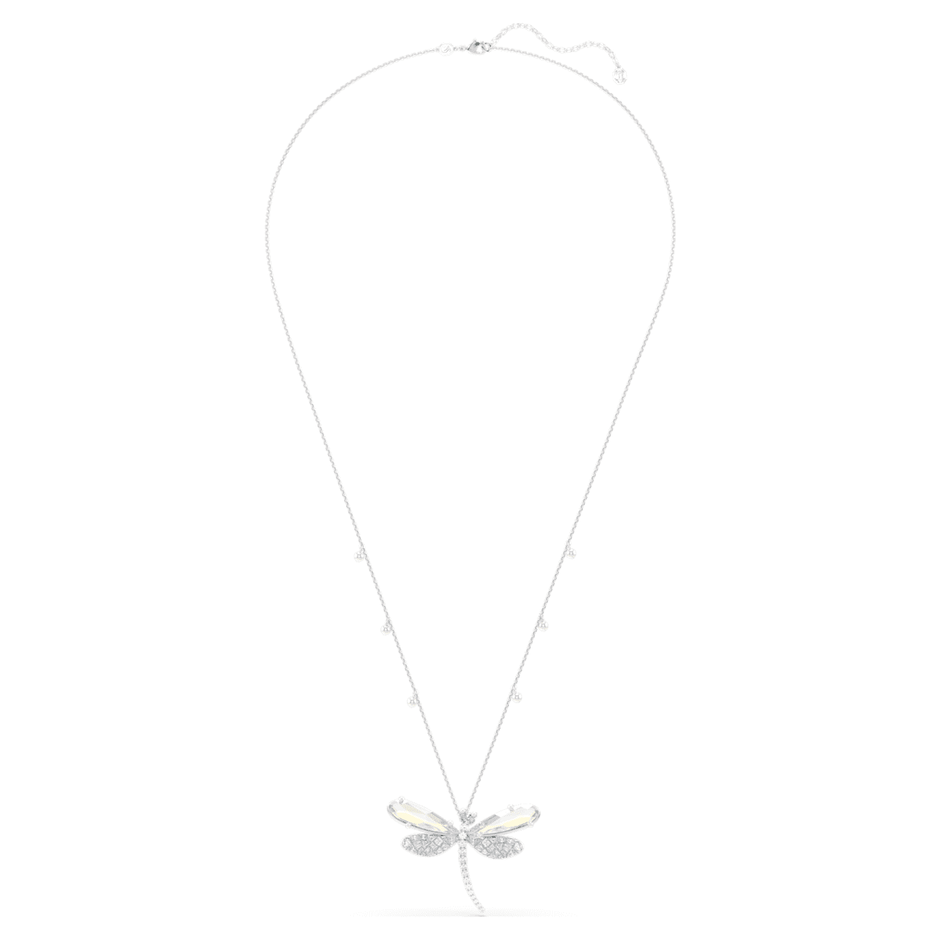 Colgante y broche Ariana Grande x Swarovski Perla de cristal, Tallas mixtas, Libélula, Blancos, Baño de rodio