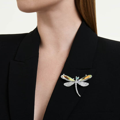 Colgante y broche Ariana Grande x Swarovski Perla de cristal, Tallas mixtas, Libélula, Blancos, Baño de rodio