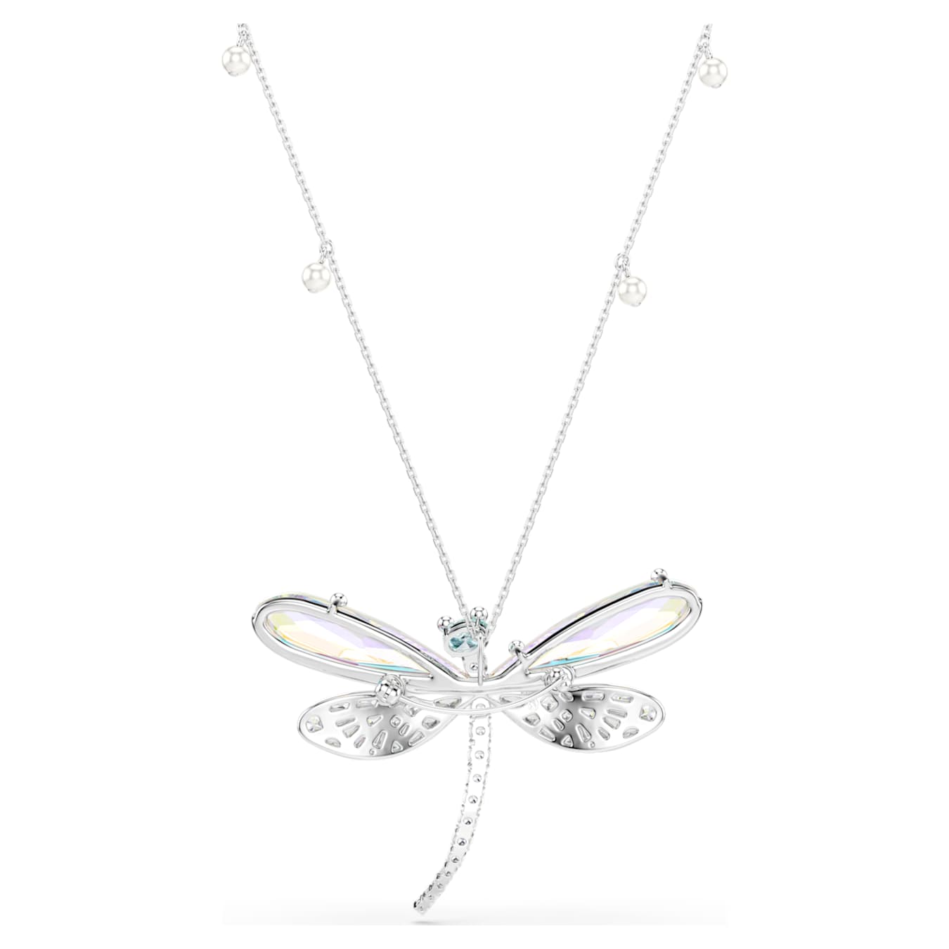 Colgante y broche Ariana Grande x Swarovski Perla de cristal, Tallas mixtas, Libélula, Blancos, Baño de rodio