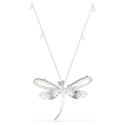 Colgante y broche Ariana Grande x Swarovski Perla de cristal, Tallas mixtas, Libélula, Blancos, Baño de rodio