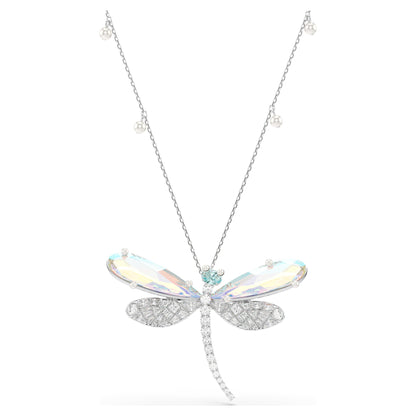 Colgante y broche Ariana Grande x Swarovski Perla de cristal, Tallas mixtas, Libélula, Blancos, Baño de rodio