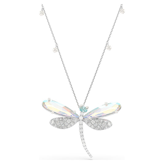 Colgante y broche Ariana Grande x Swarovski Perla de cristal, Tallas mixtas, Libélula, Blancos, Baño de rodio