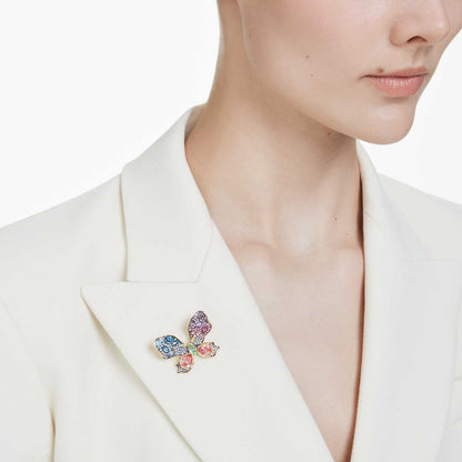 Colgante y broche Idyllia Tallas mixtas, Pavé, Mariposa, Multicolor, Combinación de acabados metálicos