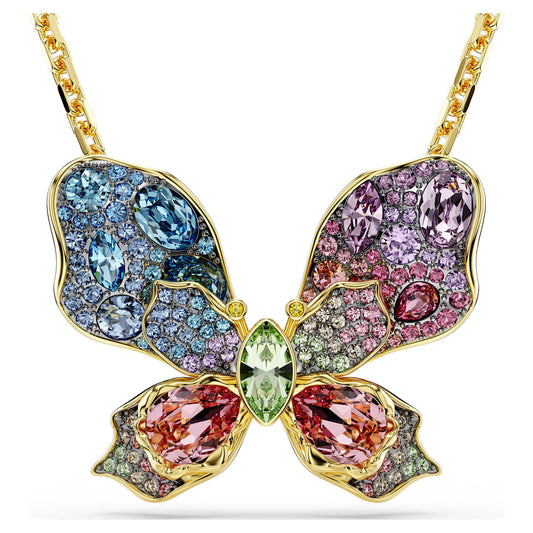 Colgante y broche Idyllia Tallas mixtas, Pavé, Mariposa, Multicolor, Combinación de acabados metálicos