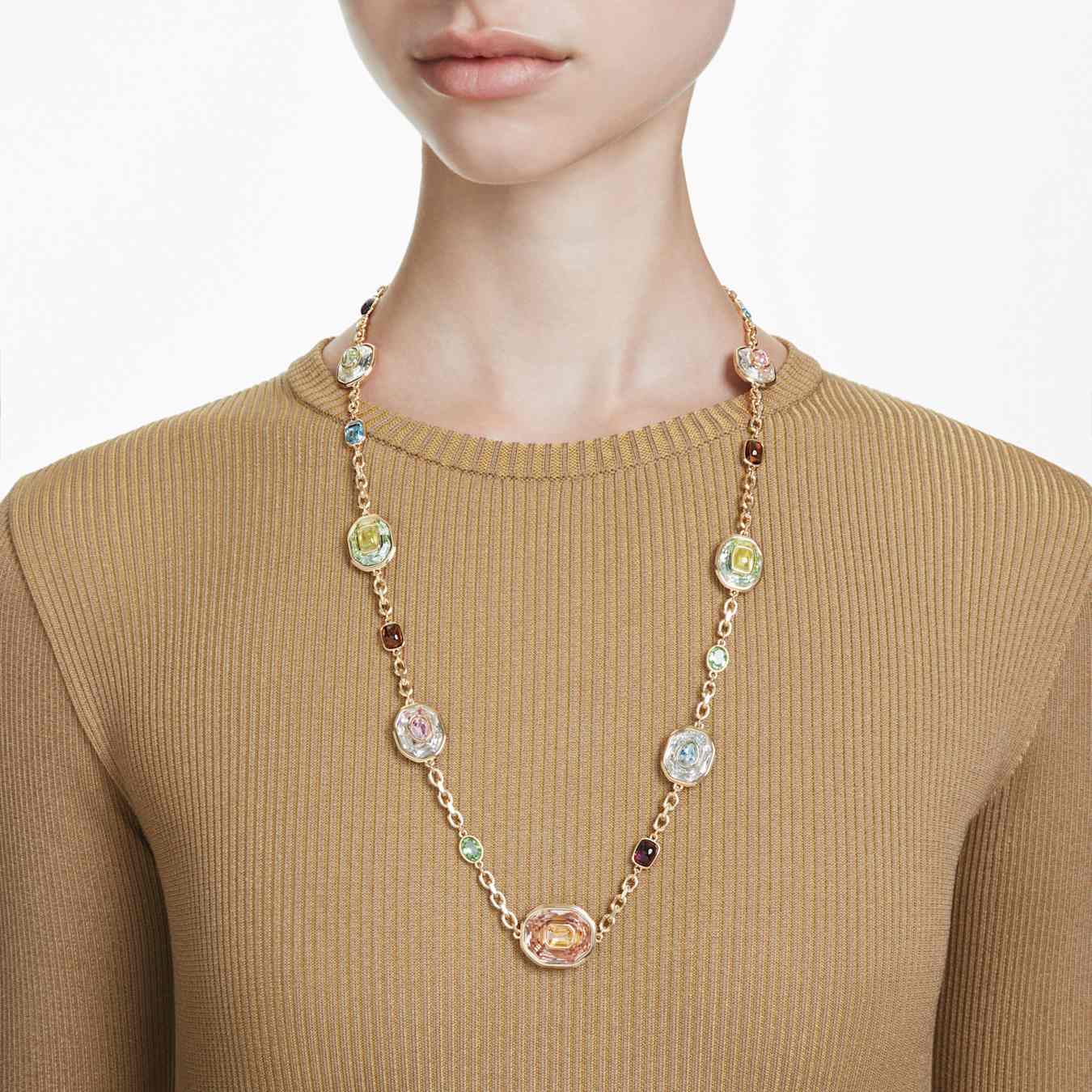 Collar Chroma Talla octogonal, Multicolor, Baño tono oro