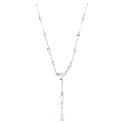 Collar en Y Constella Crystal Pearl, Tallas redondas, Blanco, Baño de rodio