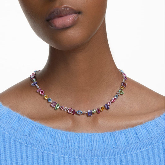 Collar Gema, Tallas mixtas, Multicolor, Baño de rodio