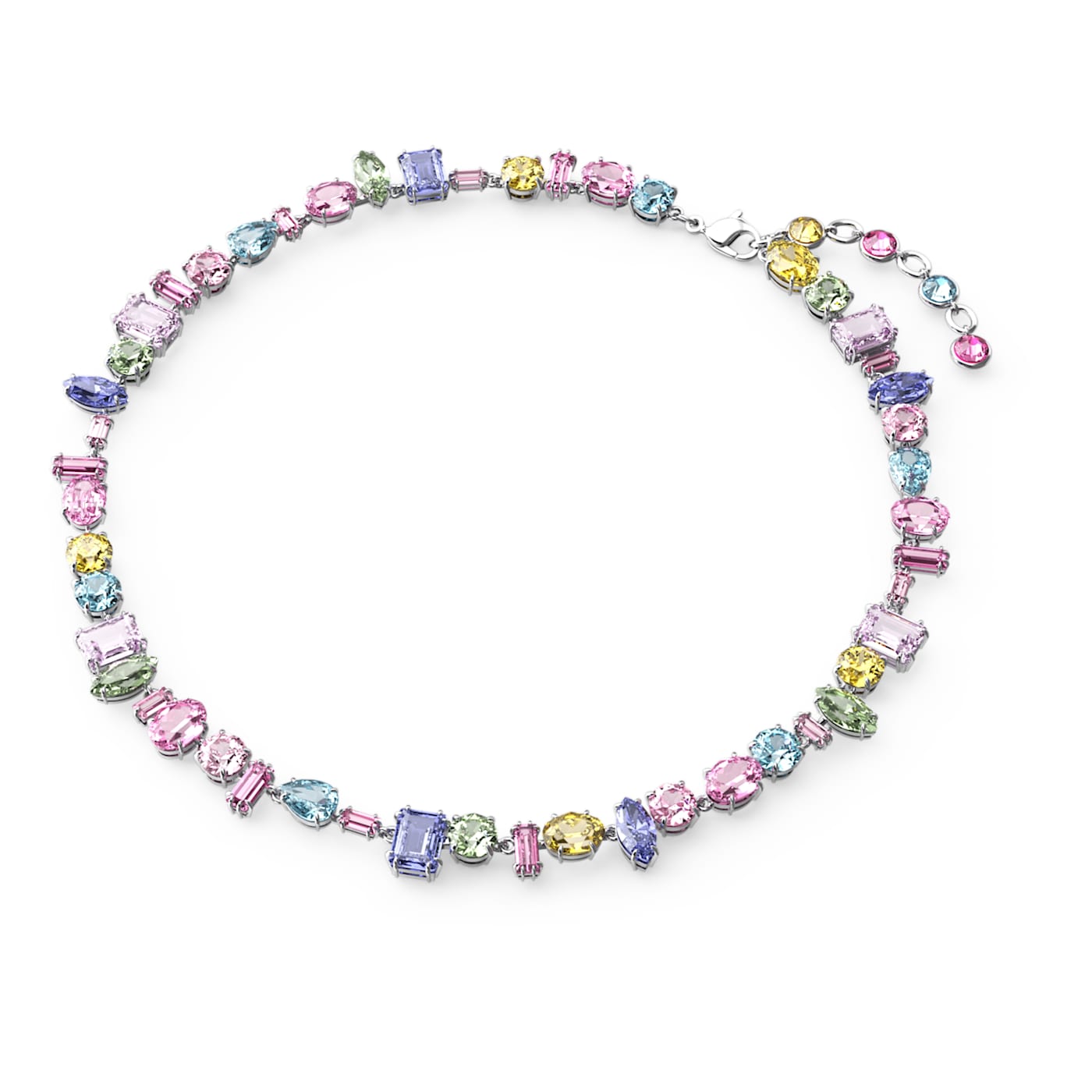 Collar Gema, Tallas mixtas, Multicolor, Baño de rodio