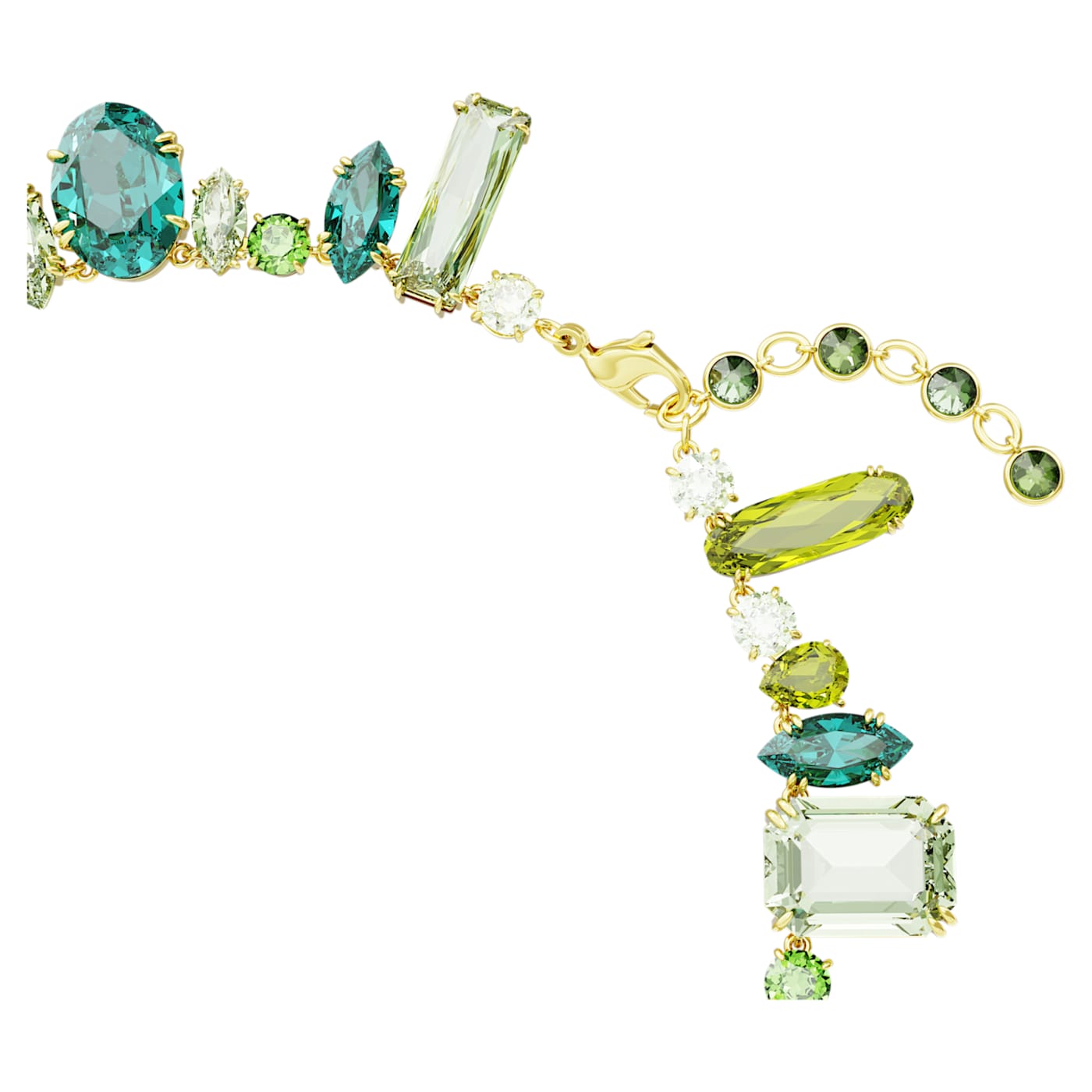 Collar Gema, Tallas mixtas, Verde, Baño tono oro