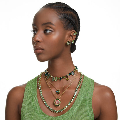 Collar Gema, Tallas mixtas, Verde, Baño tono oro