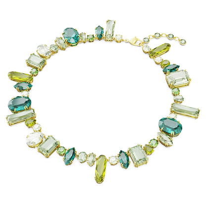 Collar Gema, Tallas mixtas, Verde, Baño tono oro