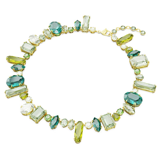 Collar Gema, Tallas mixtas, Verde, Baño tono oro