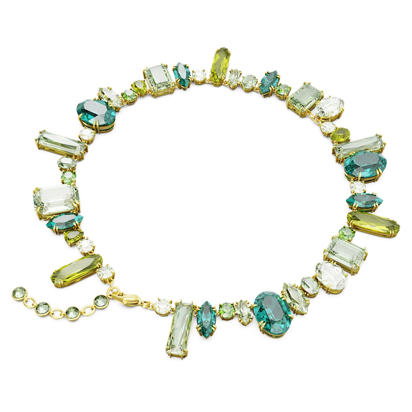 Collar Gema, Tallas mixtas, Verde, Baño tono oro