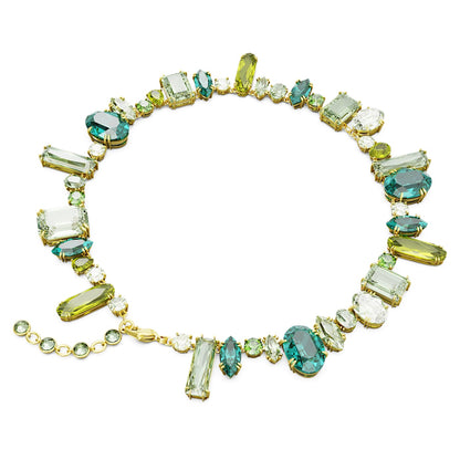 Collar Gema, Tallas mixtas, Verde, Baño tono oro