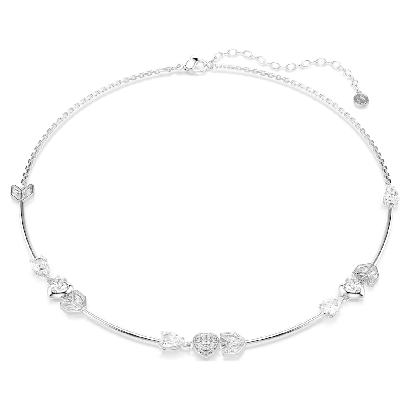 Collar Idyllia Corazón con flecha, Blanco, Baño de rodio