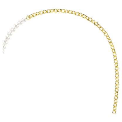 Collar Idyllia Perla de cristal, Blanco, Baño tono oro