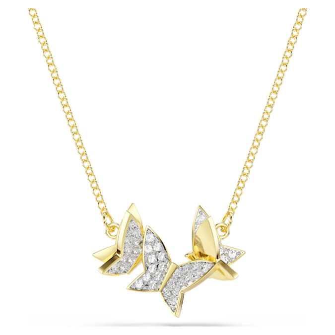 Collar Idyllia Lilia Mariposa, Blanco, Baño tono oro