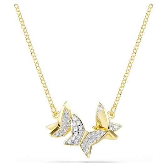 Collar Idyllia Lilia Mariposa, Blanco, Baño tono oro