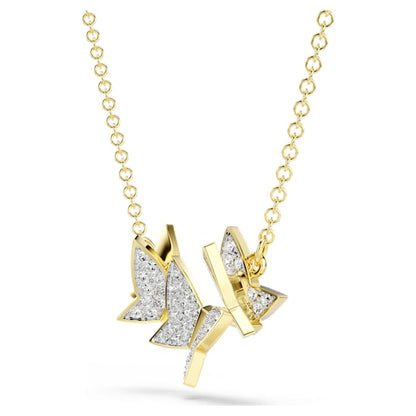 Collar Idyllia Lilia Mariposa, Blanco, Baño tono oro