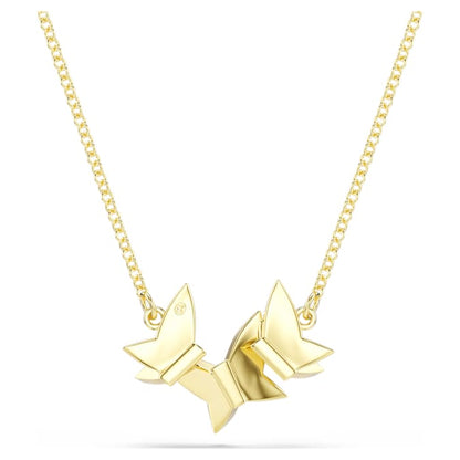 Collar Idyllia Lilia Mariposa, Blanco, Baño tono oro