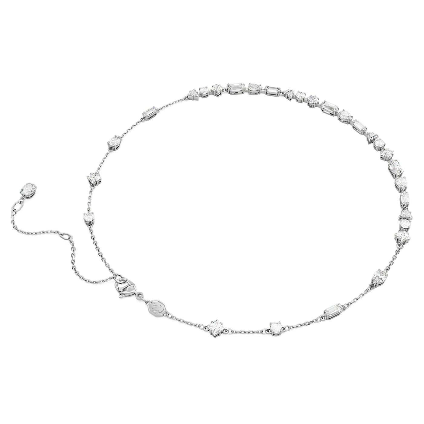 Collar Mesmera, Tallas mixtas, Diseño distribuido, Blanco, Baño de rodio