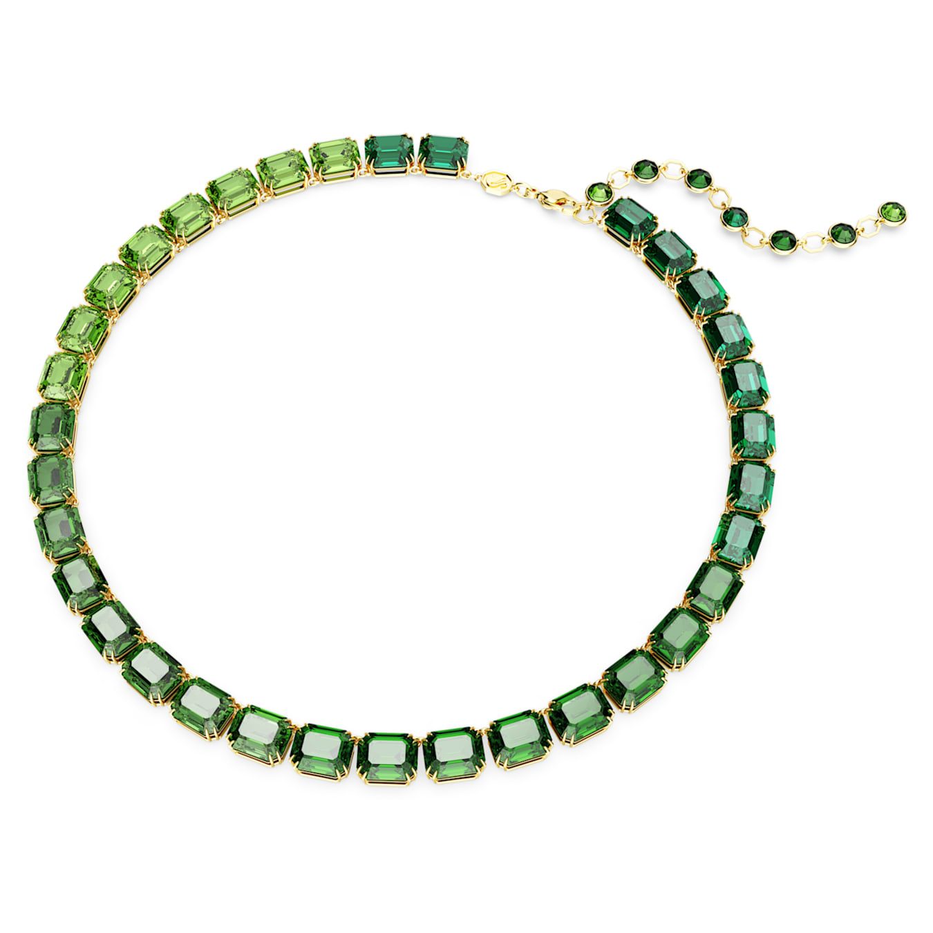 Collar Millenia, Talla octogonal, Degradado de color, Verde, Baño tono oro