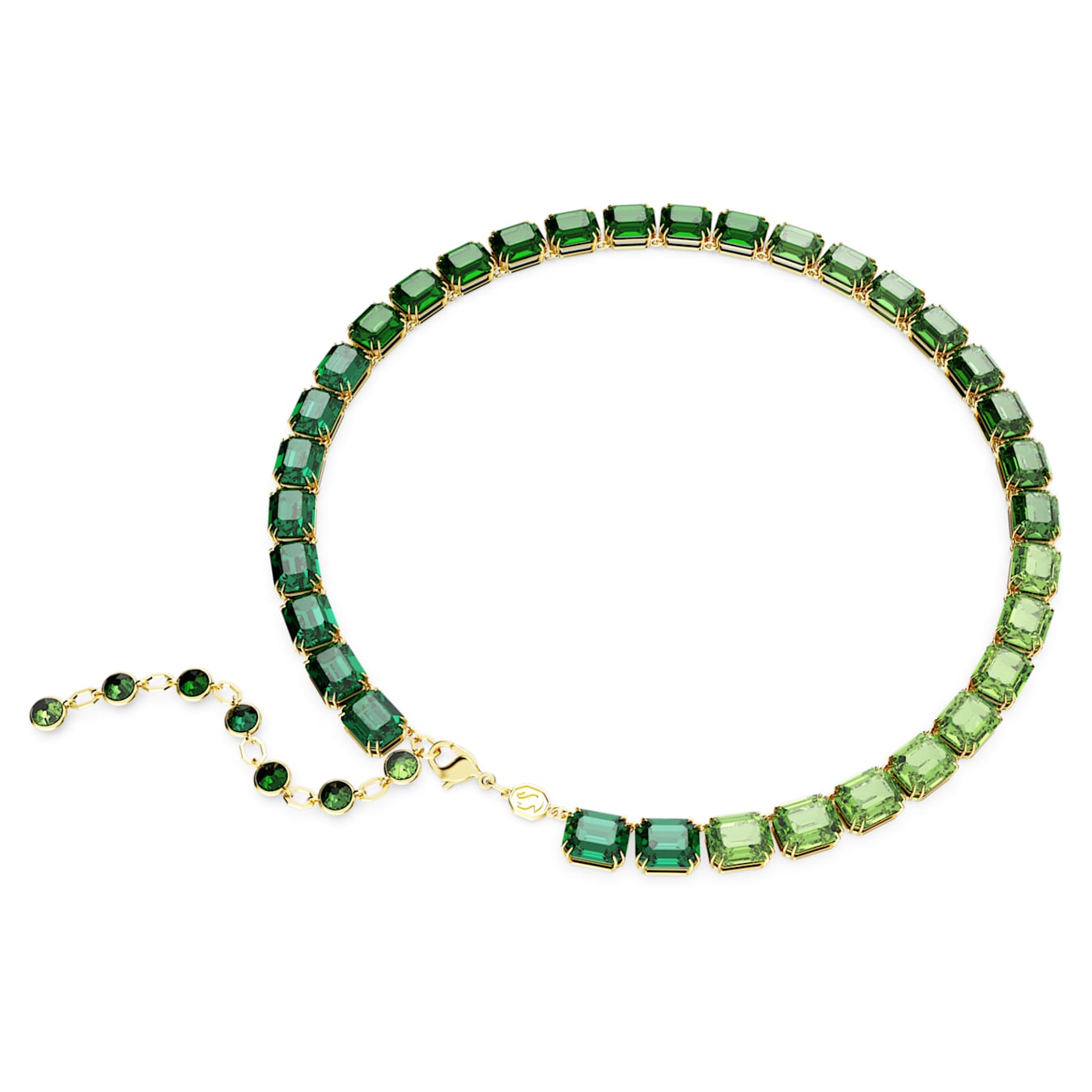 Collar Millenia, Talla octogonal, Degradado de color, Verde, Baño tono oro
