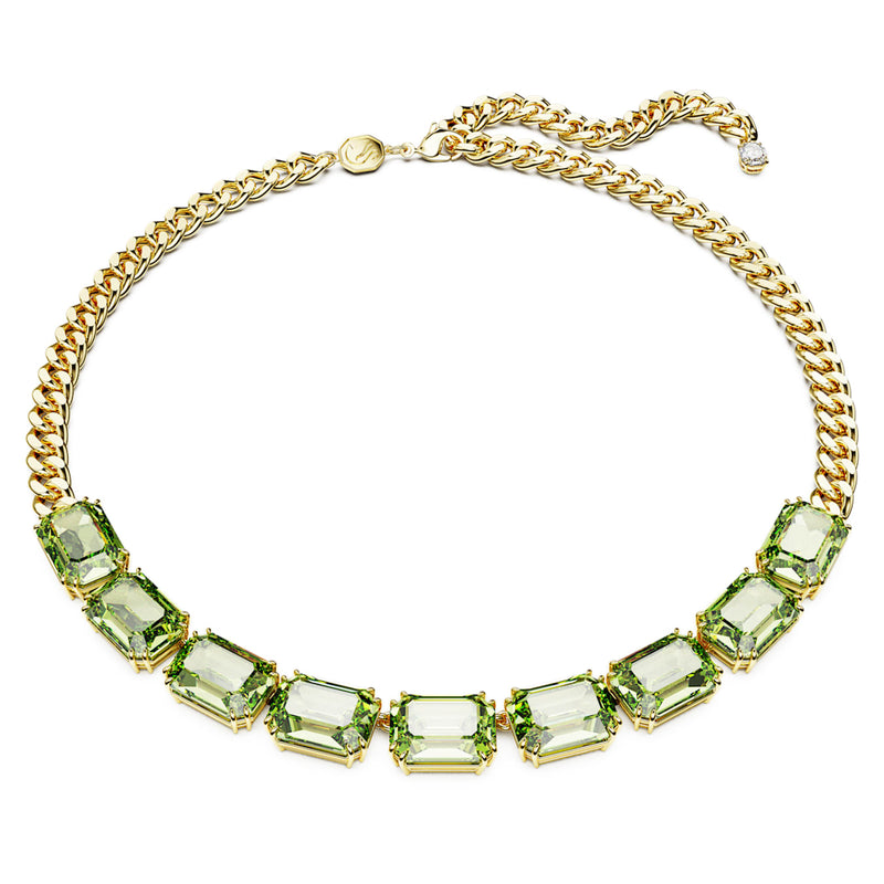 Collar Millenia, Talla octogonal, Verde, Baño tono oro