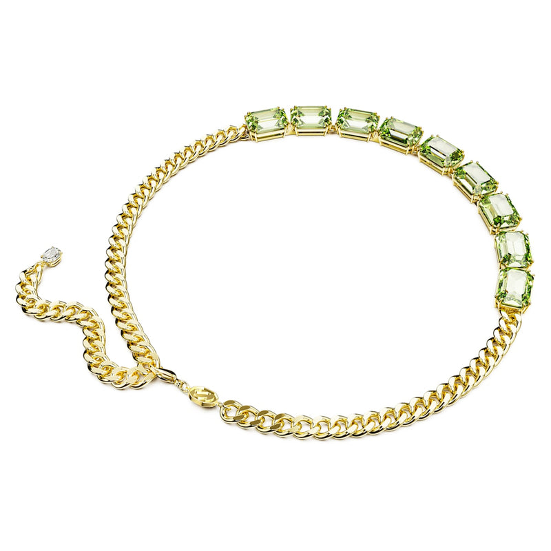 Collar Millenia, Talla octogonal, Verde, Baño tono oro