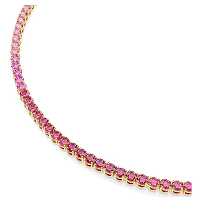 Collar Tennis Matrix Talla redonda, Rosa, Baño tono oro