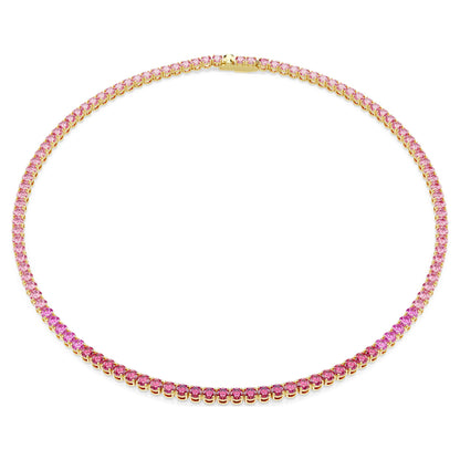 Collar Tennis Matrix Talla redonda, Rosa, Baño tono oro