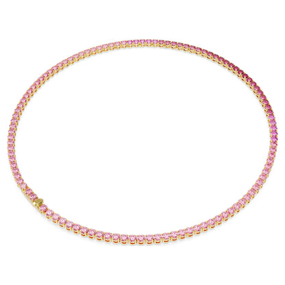 Collar Tennis Matrix Talla redonda, Rosa, Baño tono oro
