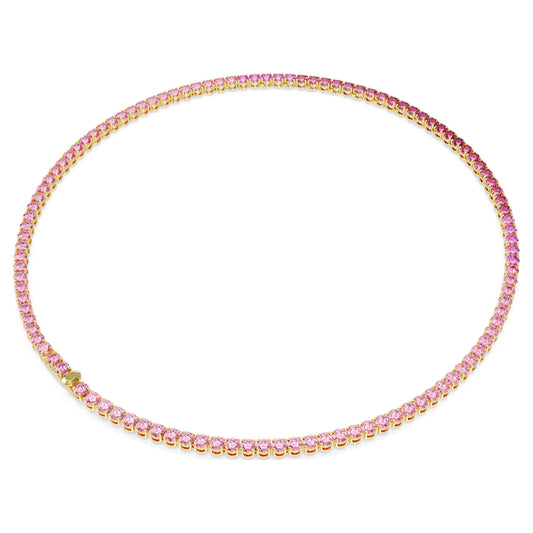 Collar Tennis Matrix Talla redonda, Rosa, Baño tono oro