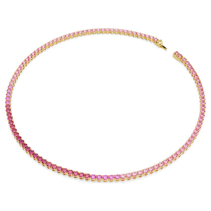 Collar Tennis Matrix Talla redonda, Rosa, Baño tono oro