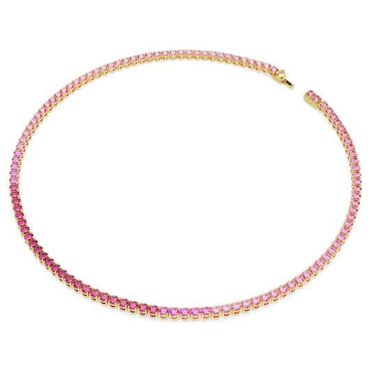 Collar Tennis Matrix Talla redonda, Rosa, Baño tono oro