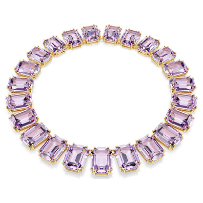 Collar Tennis Millenia Talla octogonal, Morado, Baño tono oro